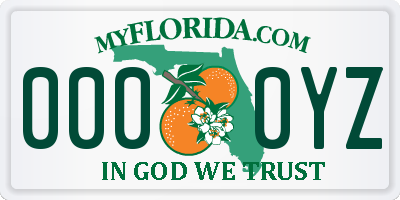 FL license plate 0000YZ