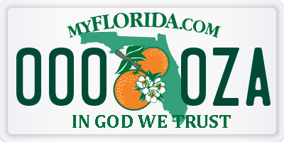 FL license plate 0000ZA