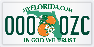 FL license plate 0000ZC