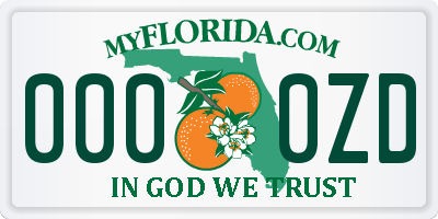 FL license plate 0000ZD