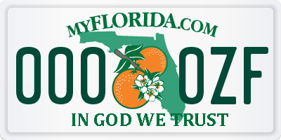 FL license plate 0000ZF