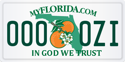 FL license plate 0000ZI