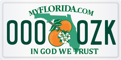 FL license plate 0000ZK