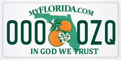 FL license plate 0000ZQ