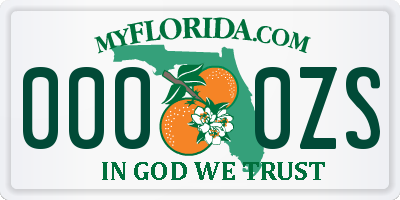 FL license plate 0000ZS