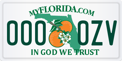 FL license plate 0000ZV