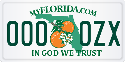 FL license plate 0000ZX