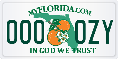 FL license plate 0000ZY