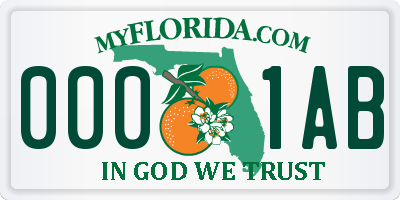 FL license plate 0001AB