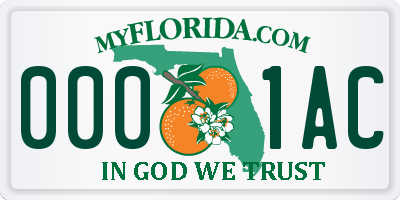 FL license plate 0001AC