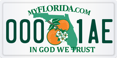 FL license plate 0001AE