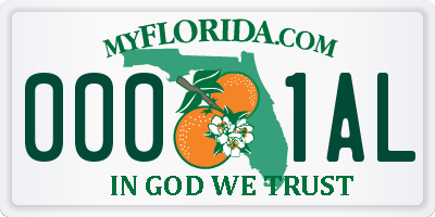 FL license plate 0001AL