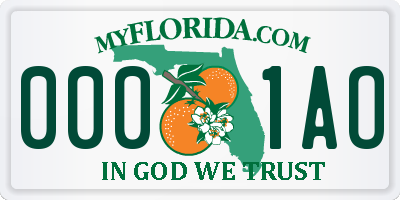 FL license plate 0001AO