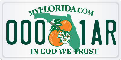 FL license plate 0001AR