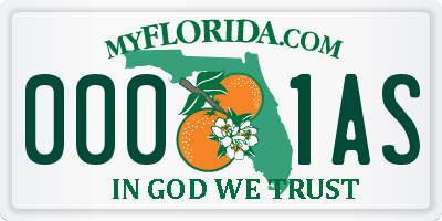 FL license plate 0001AS