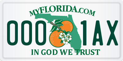 FL license plate 0001AX