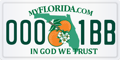 FL license plate 0001BB