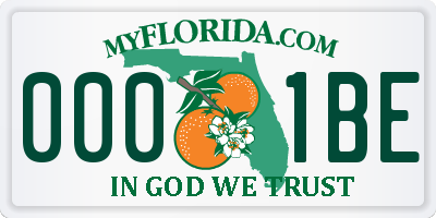 FL license plate 0001BE