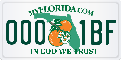 FL license plate 0001BF
