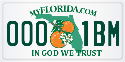 FL license plate 0001BM