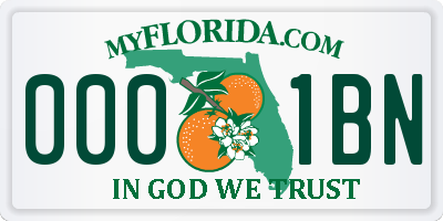 FL license plate 0001BN