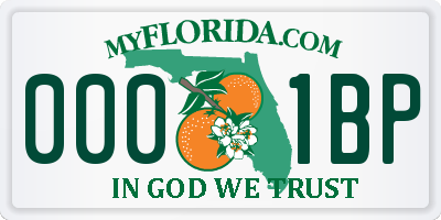FL license plate 0001BP