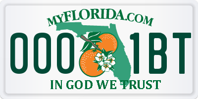 FL license plate 0001BT