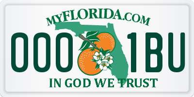 FL license plate 0001BU