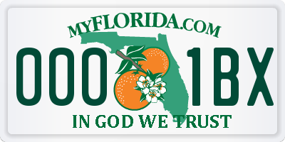 FL license plate 0001BX