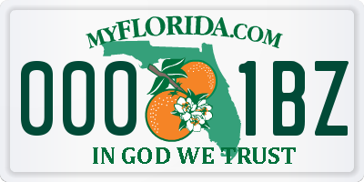 FL license plate 0001BZ