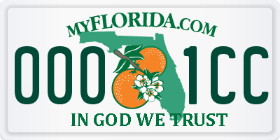 FL license plate 0001CC