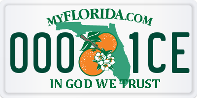 FL license plate 0001CE