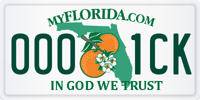 FL license plate 0001CK