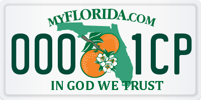 FL license plate 0001CP