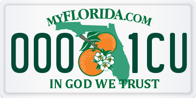FL license plate 0001CU