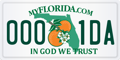 FL license plate 0001DA