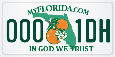 FL license plate 0001DH