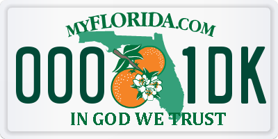 FL license plate 0001DK