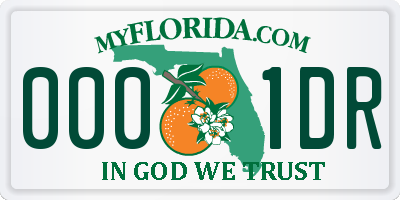 FL license plate 0001DR