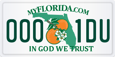 FL license plate 0001DU