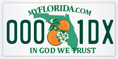 FL license plate 0001DX