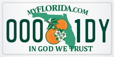 FL license plate 0001DY