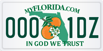 FL license plate 0001DZ