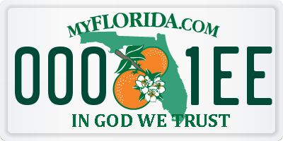 FL license plate 0001EE