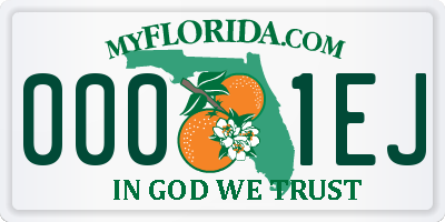 FL license plate 0001EJ