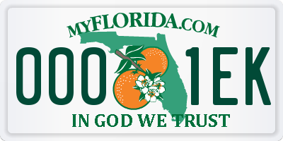 FL license plate 0001EK