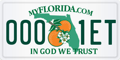 FL license plate 0001ET