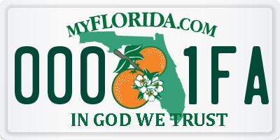 FL license plate 0001FA