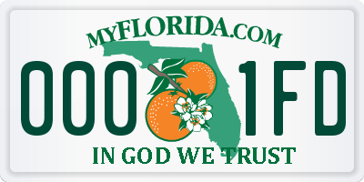FL license plate 0001FD