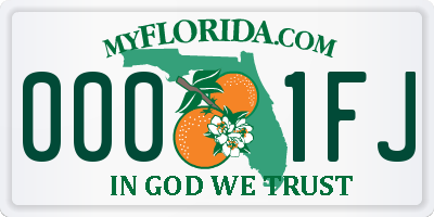 FL license plate 0001FJ